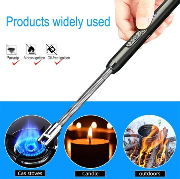 Arc Lighter With Usb Charging, Flameless Windproof, Led Battery Display, Safety Switch, 360 Degree Rotate (random Colors)