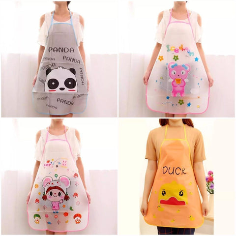 Waterproof Cartoon Kitchen Cooking Apron – Beautiful Funky Color Apron (random Color)