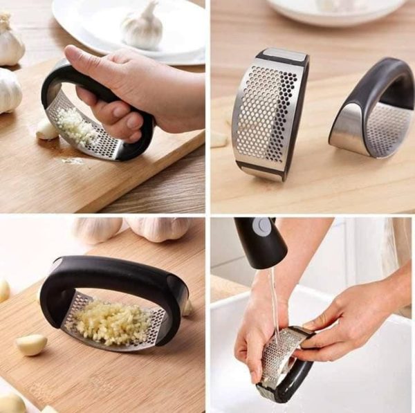 Garlic Press Rocker – Stainless Steel Garlic Press, Versatile Garlic Crusher, Easy To Use And Store Garlic Mincer – Effortless Cleanup And Dish Safe Garlic Grater(random Color)